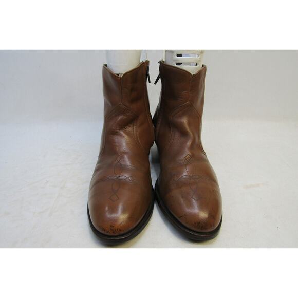 Acme Mens Size 9 EE Brown Leather Ankle Zip Western Cowboy Boots main image 7